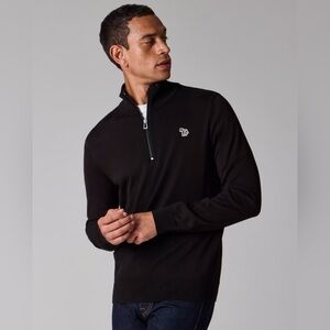 P. S. Paul Smith Men's Black Quarter-Zip Sweater S-M